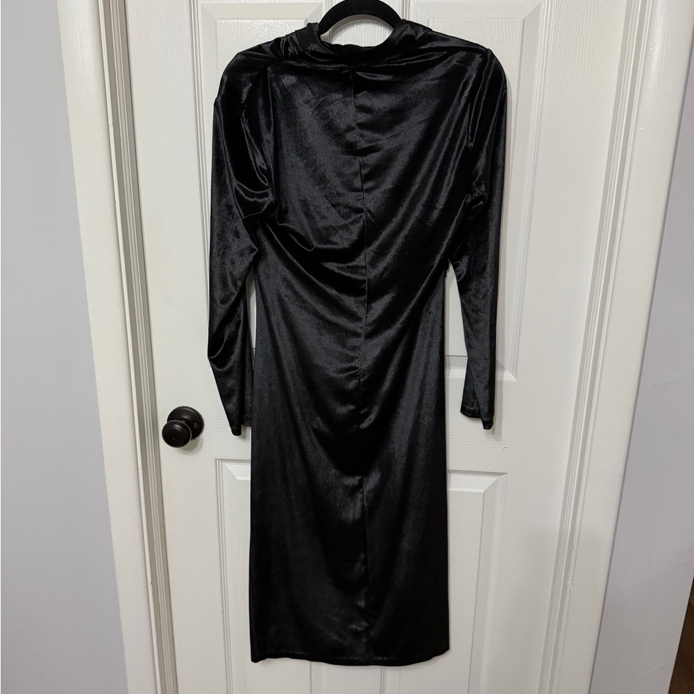 NWT $149!DONNA KARAN NEW YORK black velvet dress long‎ sleeve size 8 - Picture 6 of 6